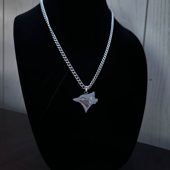 Toronto Blue Jays Necklace - Silver Plated - 5mm Cuban - 22" Chain - Valentines - Picture 3 of 3